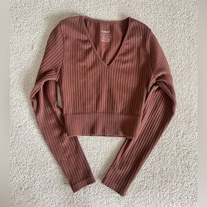 J.o&Co Chocolate Brown gym basic  Crop Top size S/M